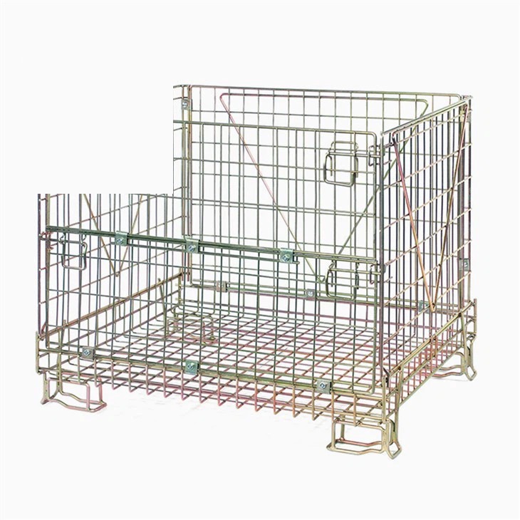 Standard euro-size folding wire mesh container FM-EU010 - economical warehouse storage