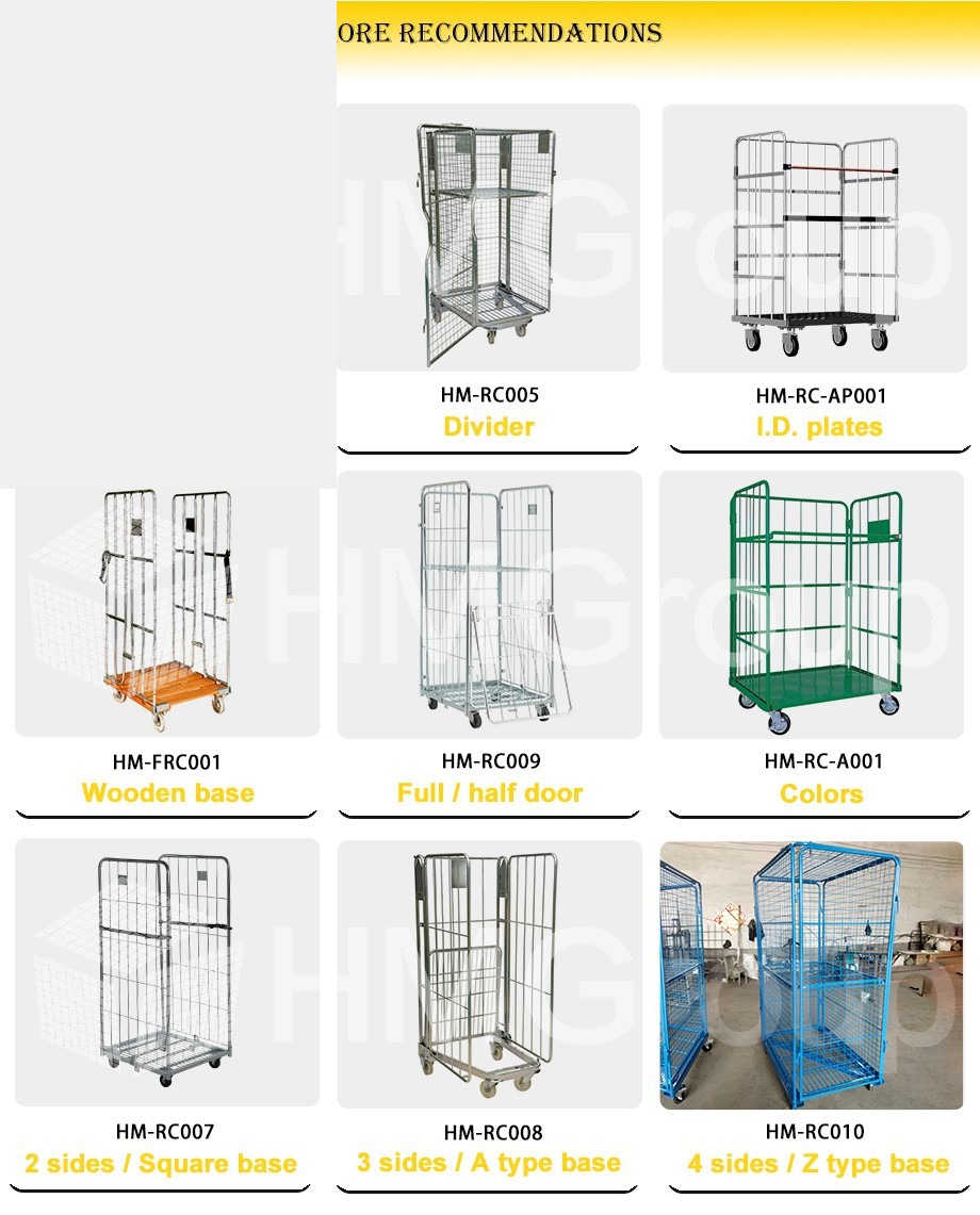 Collapsible pallet roll container FM-RC01 - 300kg capacity warehouse distribution cage