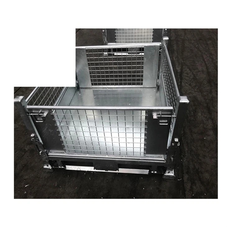 Half-drop gate foldable stillage FM-ST02 - 1000kg capacity wire mesh cage